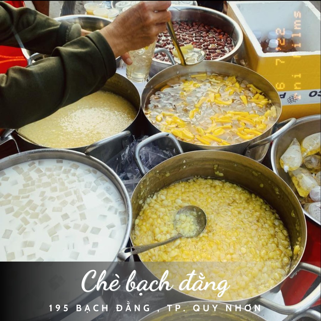 Có thể là hình ảnh về ‎đậu phụ, cháo, mỳ và ‎văn bản cho biết '‎שש ป ilms T Chè bạch đằng 195 BẠCH ĐẰNG TP.QUY QUY NHƠN‎'‎‎