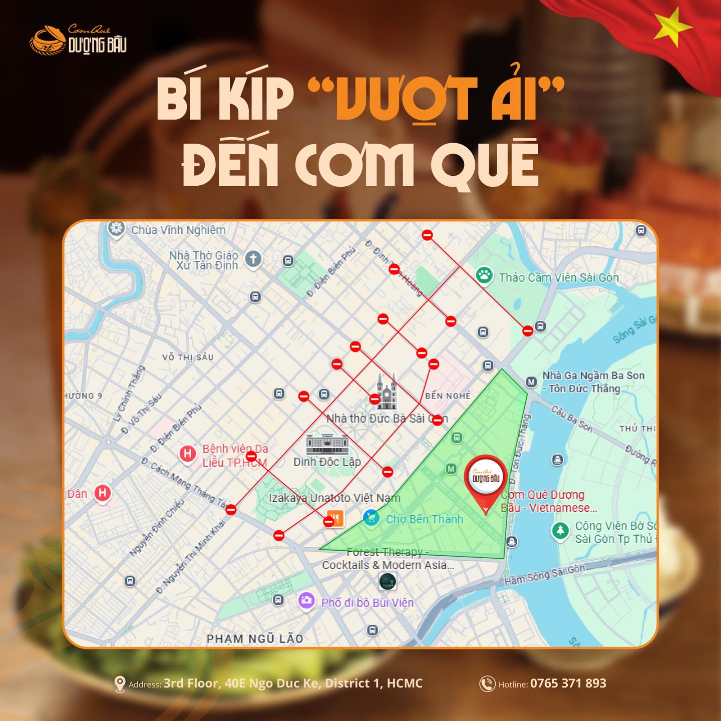 May be an image of map and text that says "ธ BÍ KnP "VƯOT ẢI" ĐẾN com QUE 海 Chùa Vinh Nghiêm Nhà Thờ Giáo Định phú HeeR Thảo Căm ViênSaiGon võ SÂU HƯỞNG e 日 e SongSa' BỂN NGHỀ ThiSau Phủ ĐiệnBien BênhviệnDa Bênh Liêu LiếuTPHO PHCM Nhà hờE Đức Nhà Ga Ngăm Ba as Son -TonĐi Đức Thắng Cách Dan Dinh DộC Lập Son THÚ Izakaya Unatoto Việt Nạm S1 ነቶ háng - Nguyễn MinhKhôi Nguyễn Chọ Thành Forest Cocktails Modern Asia. Dương Bầu- Vietnamese. Công Viên Sài àiGò Gòn Thú Phốđibó BuiVien SanGon PHAM NGŨ LÃO O 3rd 40E Duc Ke, District HCMC Hocine: 371 893"