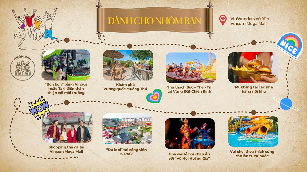 Các trải nghiệm VinWonders Vũ Yên phù hợp cho nhóm bạn